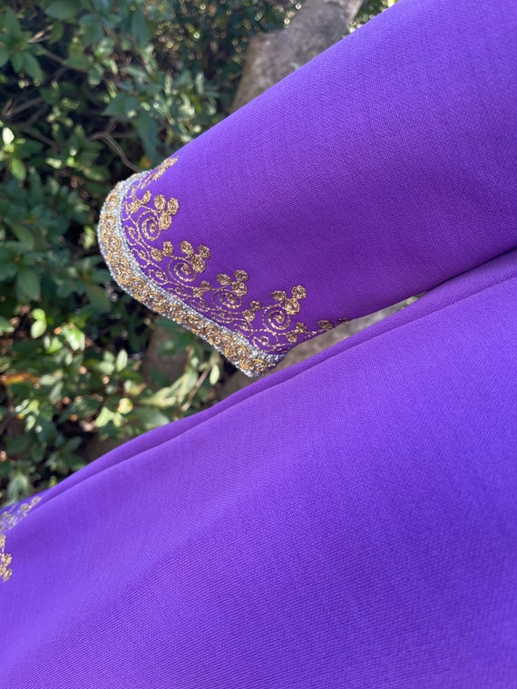 Vintage purple polyester embroidered 70s ETHNIC s… - image 6