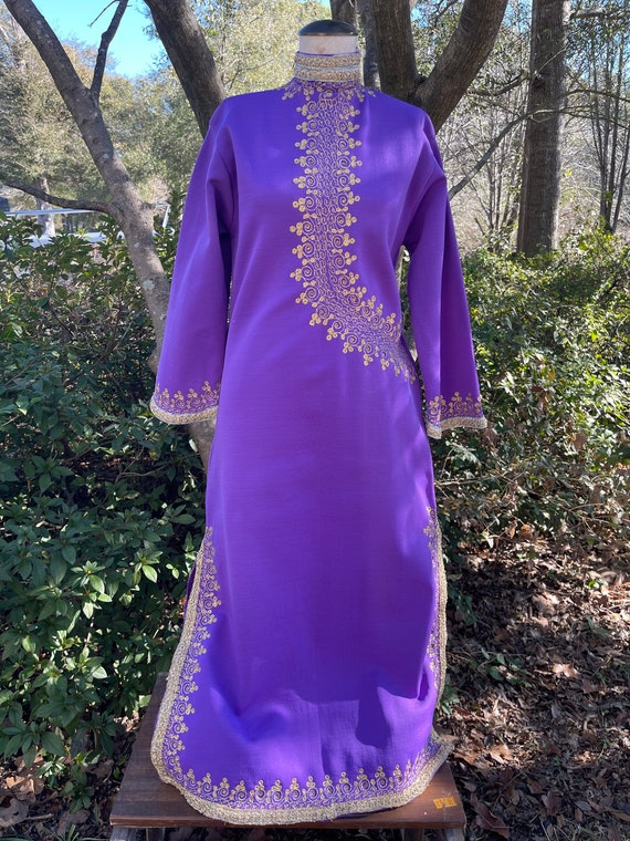 Vintage purple polyester embroidered 70s ETHNIC s… - image 7