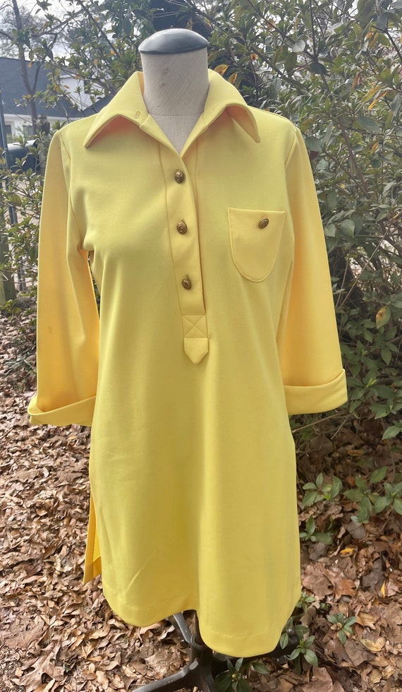 MOD 70s YELLOW MINI dress by Sears polyester front