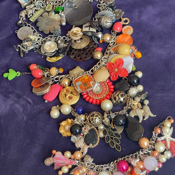 Chunky Charm Bracelet Etsy