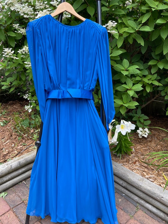 Royal blue 70s or 80s Miss Elliette  flowing dress