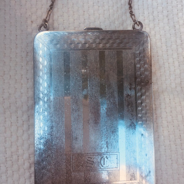 Antique  1920s GERMAN SILVER DANCE purse coin compact flapper evening bag