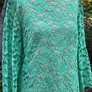 Vintage LAignon GREEN LACE DRESS early 1960s fully lined back zip image 3