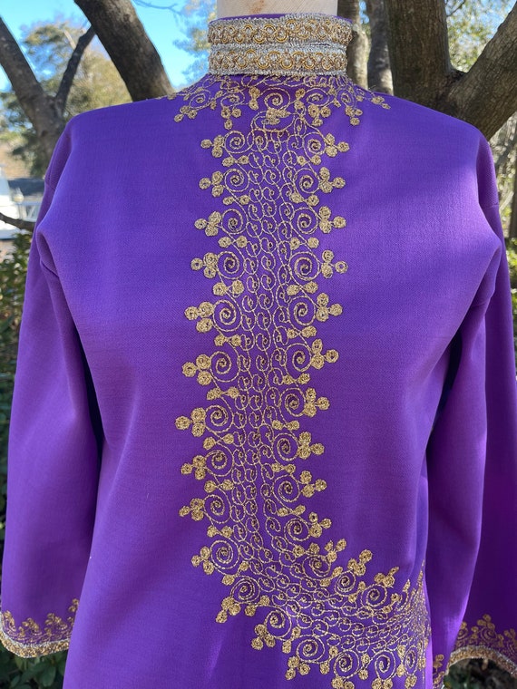 Vintage purple polyester embroidered 70s ETHNIC s… - image 2