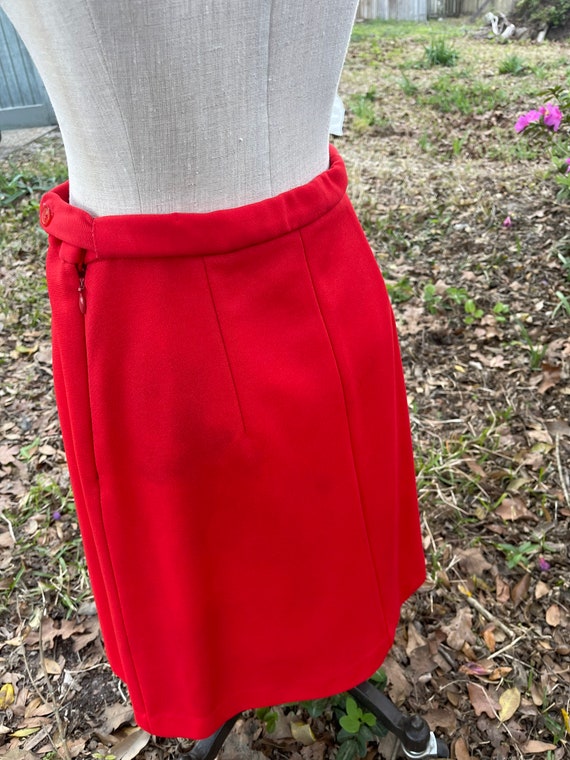 Vintage 70s SEARS POLYESTER RED skirt - image 4