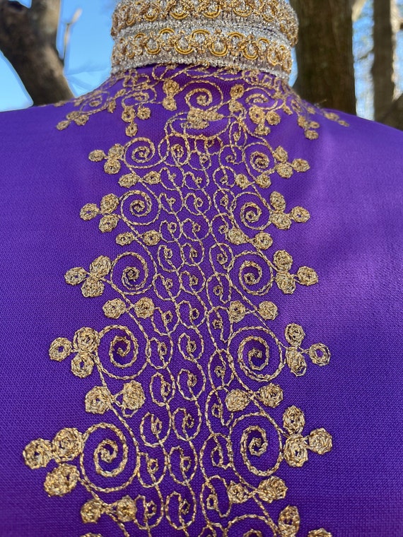 Vintage purple polyester embroidered 70s ETHNIC s… - image 3