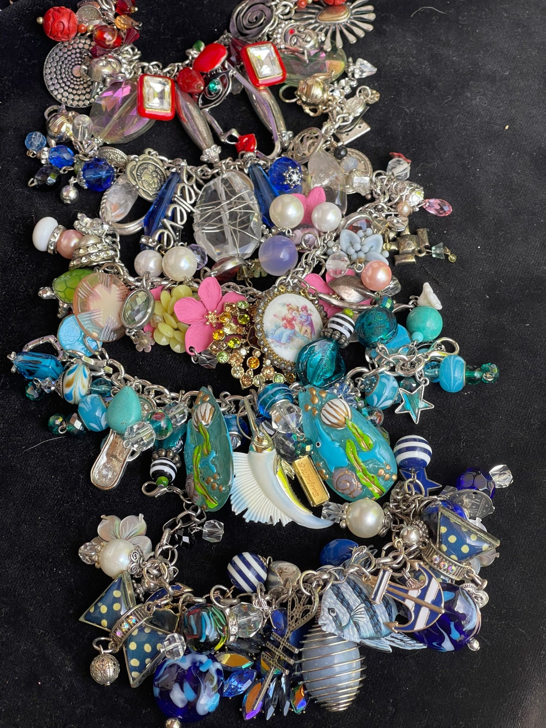 FUNKY CHUNKY CHARM Bracelets Repurposed Upcycled Vintage Etsy