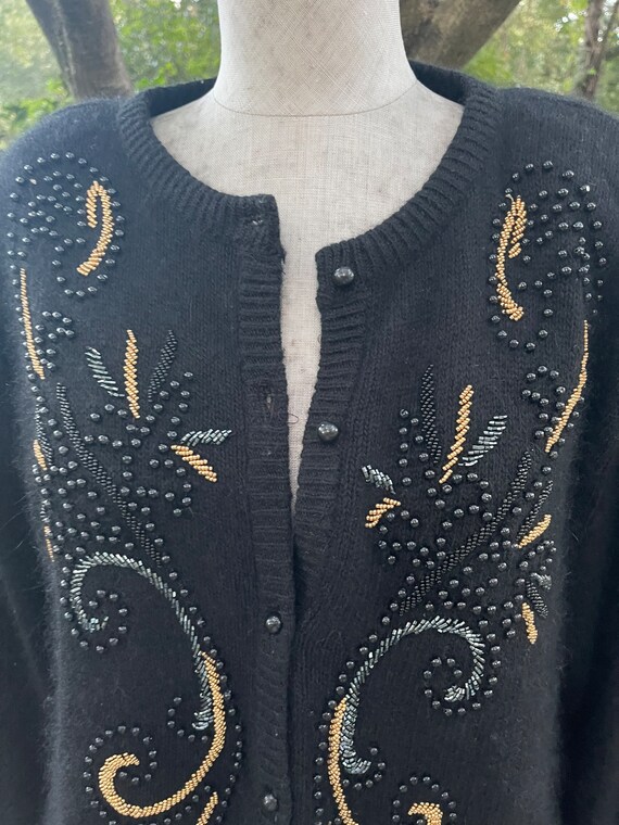 VINTAGE R K ORIGINALS black angora blend cardigan… - image 3