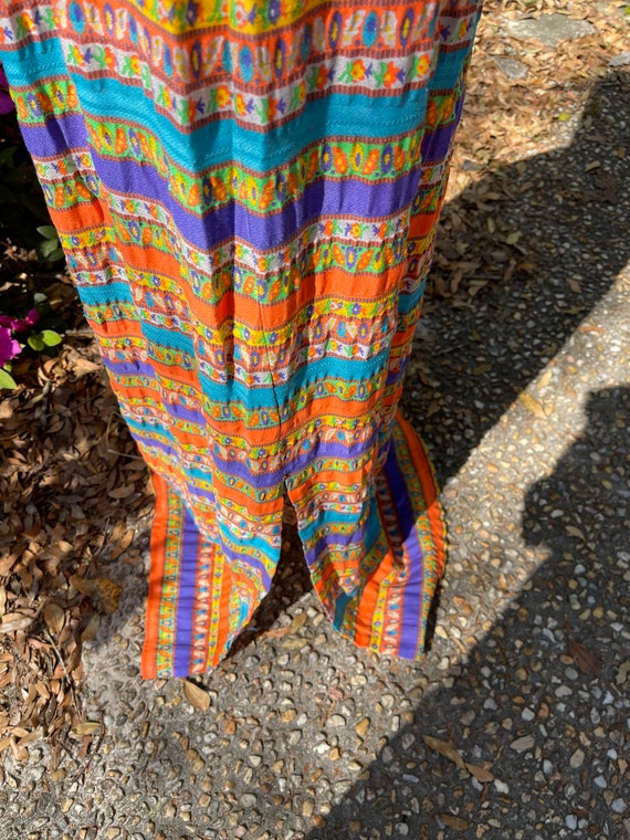 Vintage 70s handmade orange madras pattern maxi s… - image 4