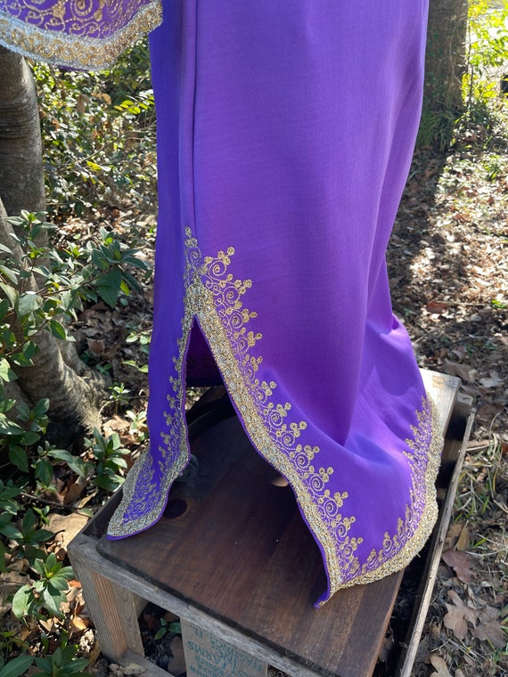 Vintage purple polyester embroidered 70s ETHNIC s… - image 5