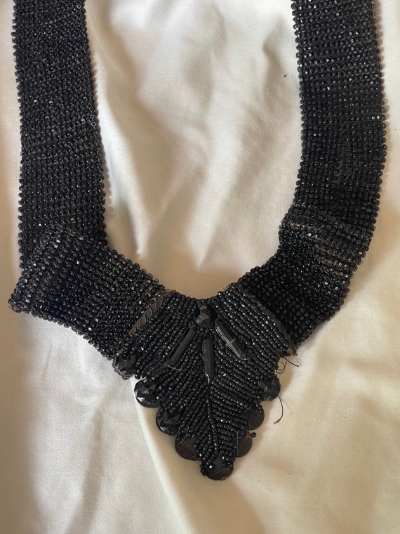 ANTIQUE VICTORIAN BLACK beaded belt imperfect