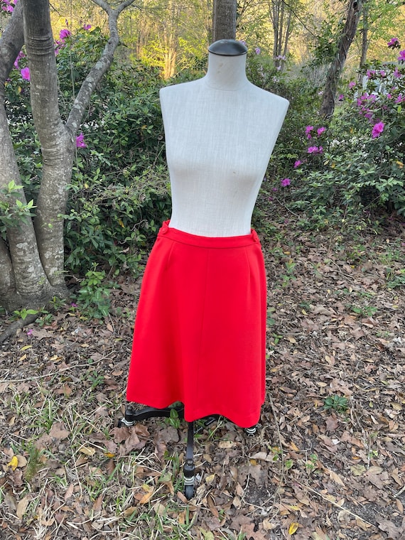 Vintage 70s SEARS POLYESTER RED skirt - image 2