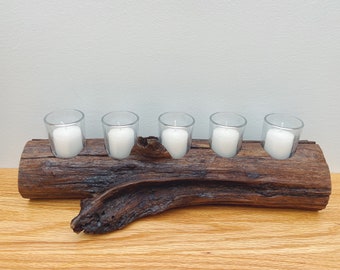 Porte-bougie de bois de flotté, pièce maîtresse de la table votive, décor de maison en bois rustique