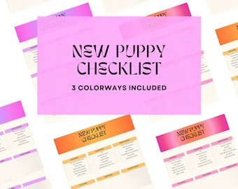 Planificador de cachorros imprimible, Lista de verificación de cachorros, Elementos esenciales para cachorros, Preparación para cachorros, Descarga digital: 3 combinaciones de colores