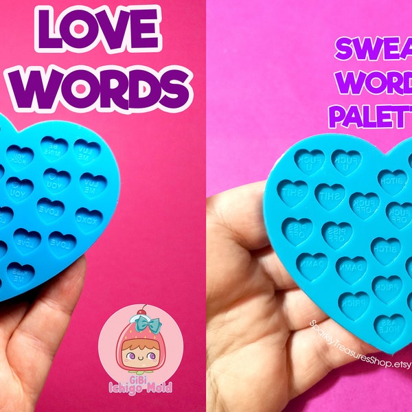 Stampo di silicone Mini cuori parolacce o parole d'amore, stampo per resina spedizione inclusa.