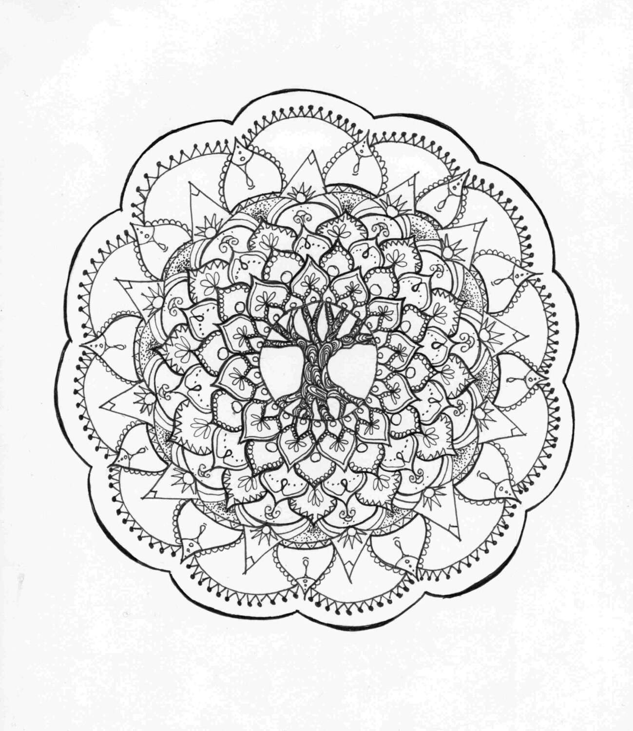 Tree of Life Zentangle Mandala Adult Coloring Page Etsy