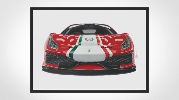 Ferrari 488 Pista Piloti Original Drawing