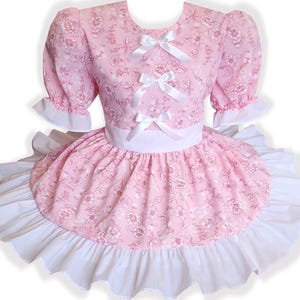 Miley Custom Fit Pink Floral White Easter Adult Sissy Dress od Leanne's