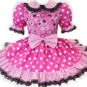 Custom Fit Pink Minnie Mouse Polka Dots Adult Sissy Dress by Leanne's