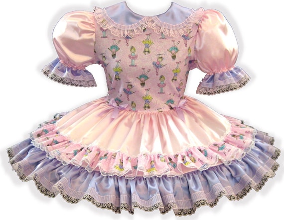 /"Latessa/" CUSTOM Fit MINT SATIN Floral Adult Little Girl Sissy Dress by LEANNE