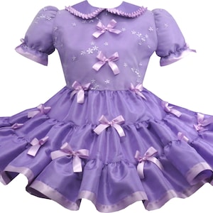 Lily Custom Fit Lavender Taffeta Bows Adult Sissy Dress by Leanne&#39;s