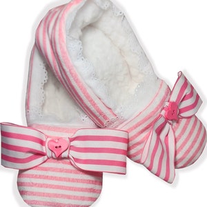 Handmade Warm Fuzzy Pink Stripes Adult Baby Sissy Booties Slippers by Leanne&#39;s