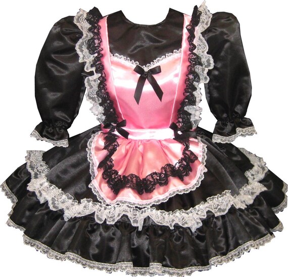 Sissy maid black satin dress custom Sissy maid black satin dress custom