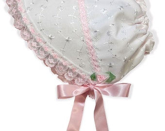 Adorable White ABDL Adult Little Girl Baby Bonnet Sissy Dress up by Leanne's