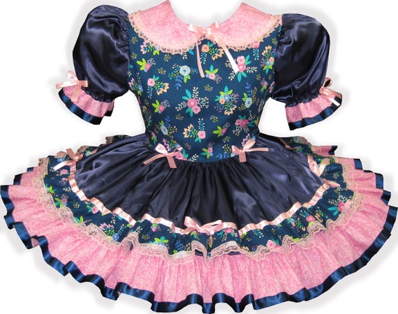 /"Layla/" Custom Fit PINK Satin Sparkle Taffeta Adult Baby LG Sissy Dress LEANNE