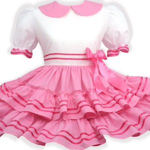 Elle Custom Fit Pink & White Cotton Adult Little Girl Sissy Dress by Leanne&#39;s