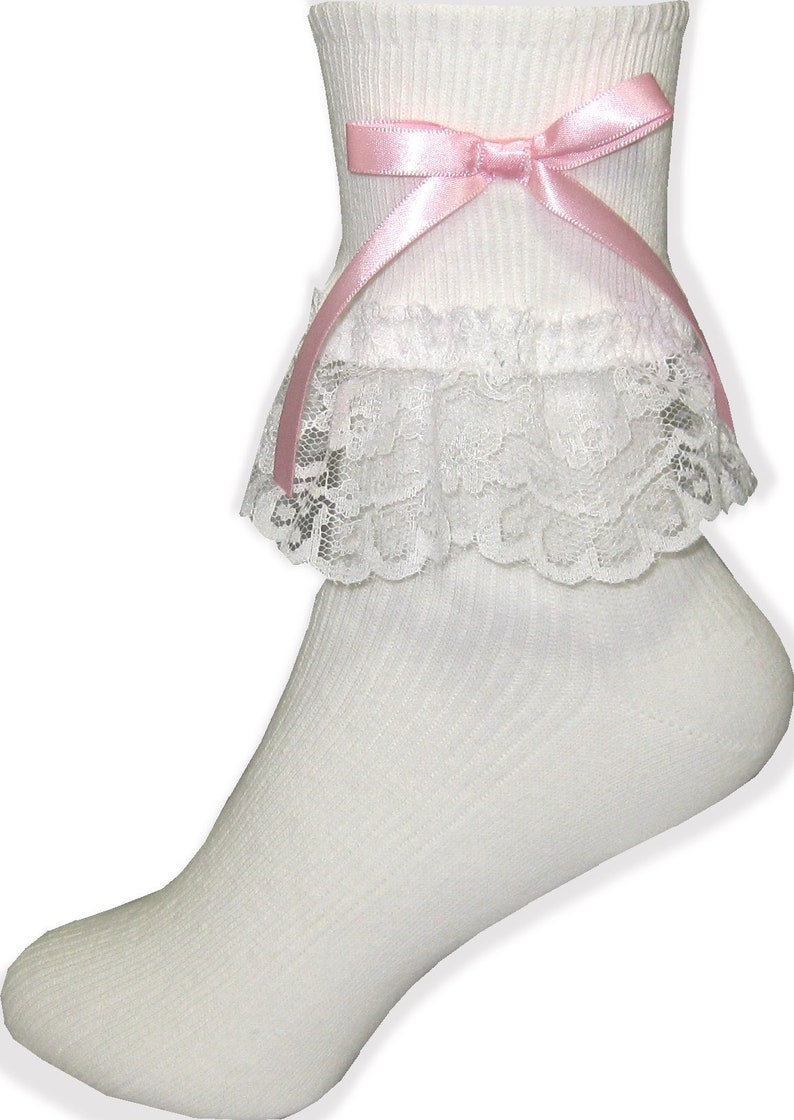 White Lace Pink Bows Ruffle Socks for Adult Little Girl Sissy Etsy