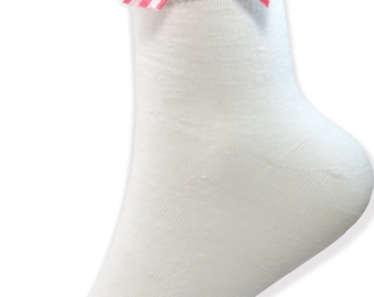 White Socks with Pink Gingham Bows for Adult Little Girl Sissy Leanne's