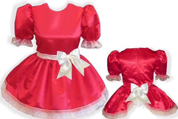 /"Anjanette/" Custom Fit OPEN BACK SATIN Adult Baby Sissy LG Dress LEANNE