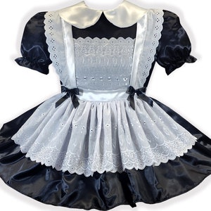 Mildred Custom Fit Satin & Eyelet French Maid Adult Sissy Dress by Leanne&#39;s