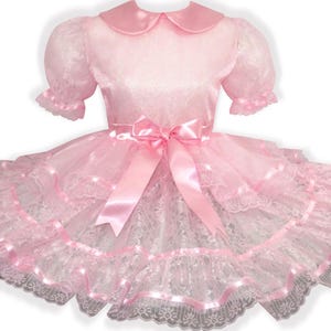 Robe sissy transparente en dentelle rose scintillante Sandra, coupe personnalisée, de Leanne's