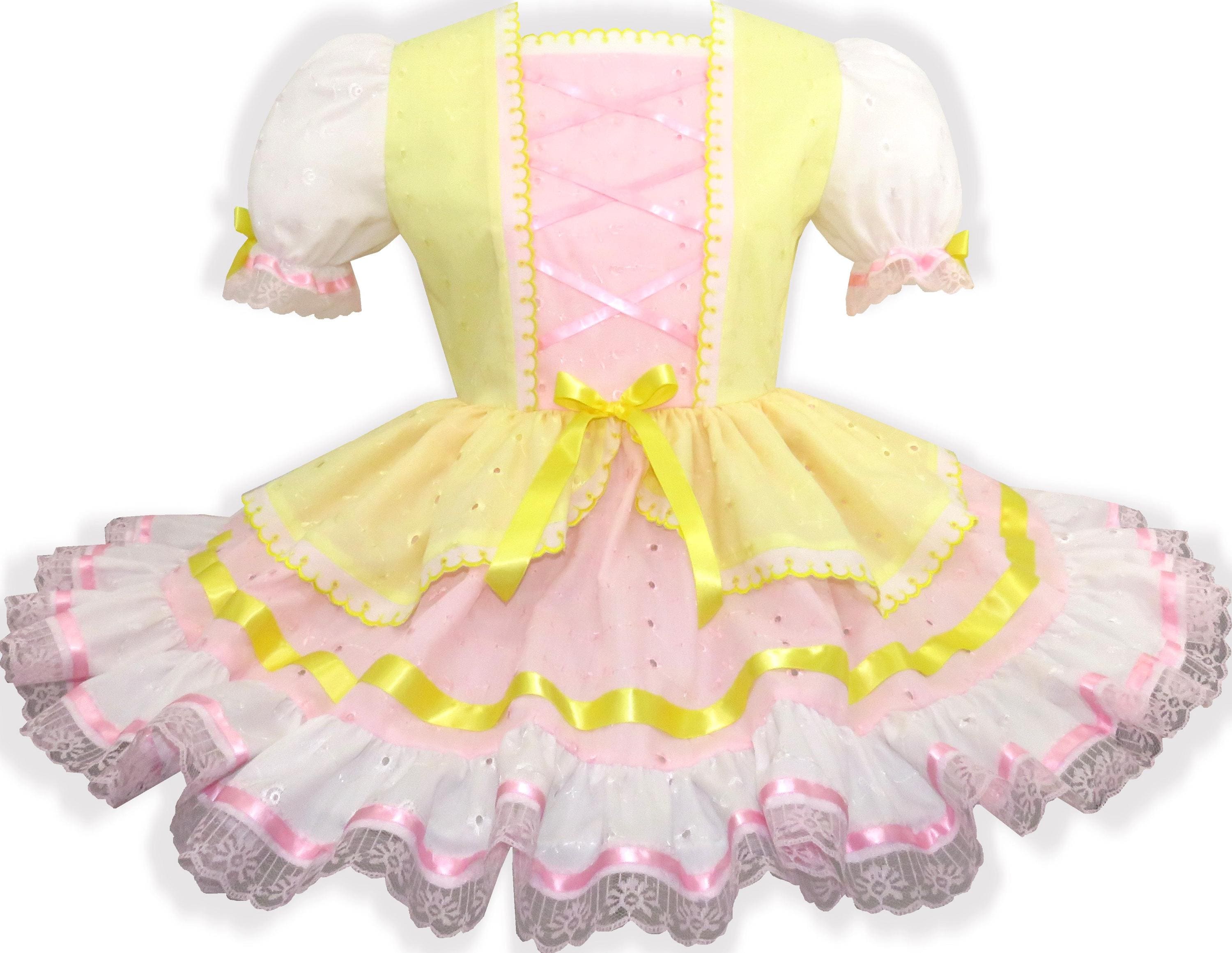 Mandy Custom Fit Pink Yellow Adult Sissy Miss Muffet Dress By Leanne's