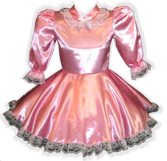 pink long sleeve satin dress