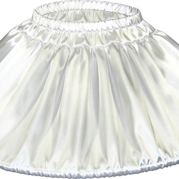 Custom Fit Weißer Satin Krinoline Mini Hoop Rock Petticoat für Erwachsene Sissy Dress up LEANNE