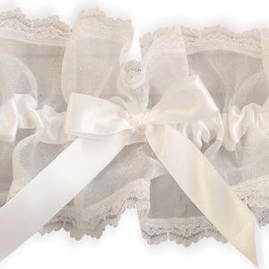 White Sparkle Organza Bow Lockable Adult Baby Girl Sissy Collar by Leanne's