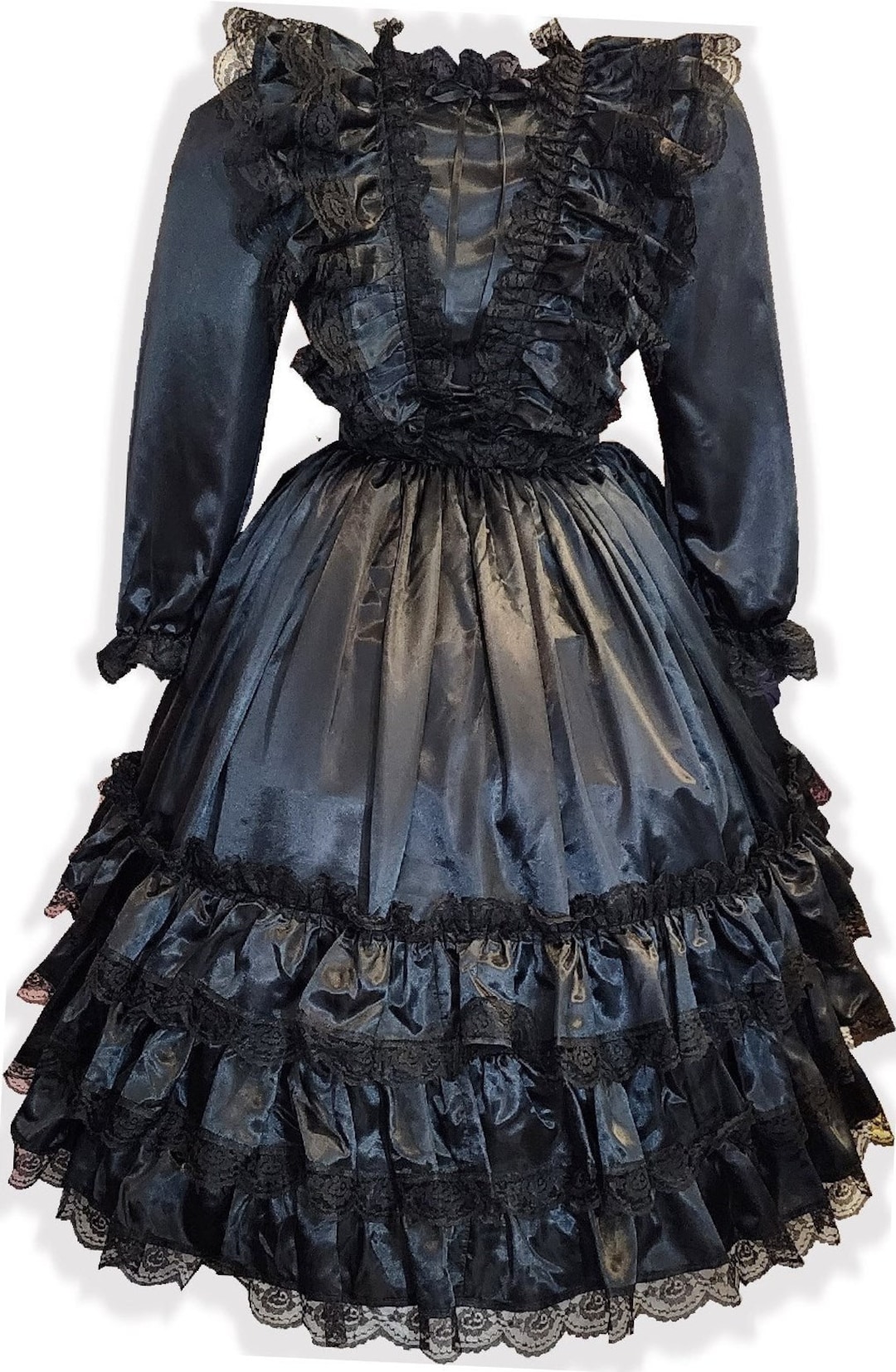 Fashion Spaghetti Straps Black Satin Ruffles Layered Mermaid Long Party Dress Formal Wedding Guest Dress SP1986