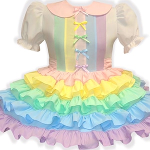 Raina Custom Fit Rainbow Unicorn Ruffles Adult Sissy Dress by Leanne&#39;s