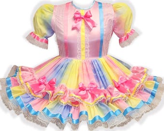 Lulu Custom Fit Pink Yellow Blue Rainbow Adult Sissy Dress by Leanne's - Etsy Denmark Lulu Custom Fit Pink Yellow Blue Rainbow Adult Sissy Dress by Leanne's - Etsy Denmark