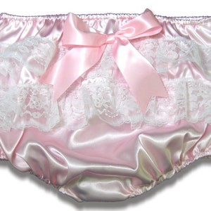 Custom Fit Lacy Butt Satin Adult Sissy Baby Rhumba Panties Diaper Cover by Leanne&#39;s