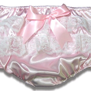 Custom Fit Lacy Butt Satin Adult Sissy Baby Rhumba Panties Diaper Cover by Leanne's