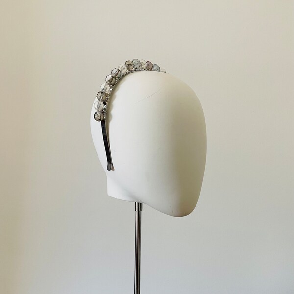 Metallic & Clear Silver beaded headpiece