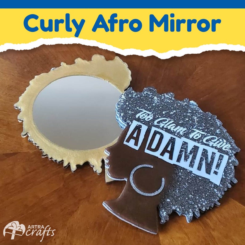 Curly Afro Mirror Melanin Mirror Resin Mirror Custom Mirror Melanated Mirror Resin Art Gifts For Her Home Decor Black Queen image 1