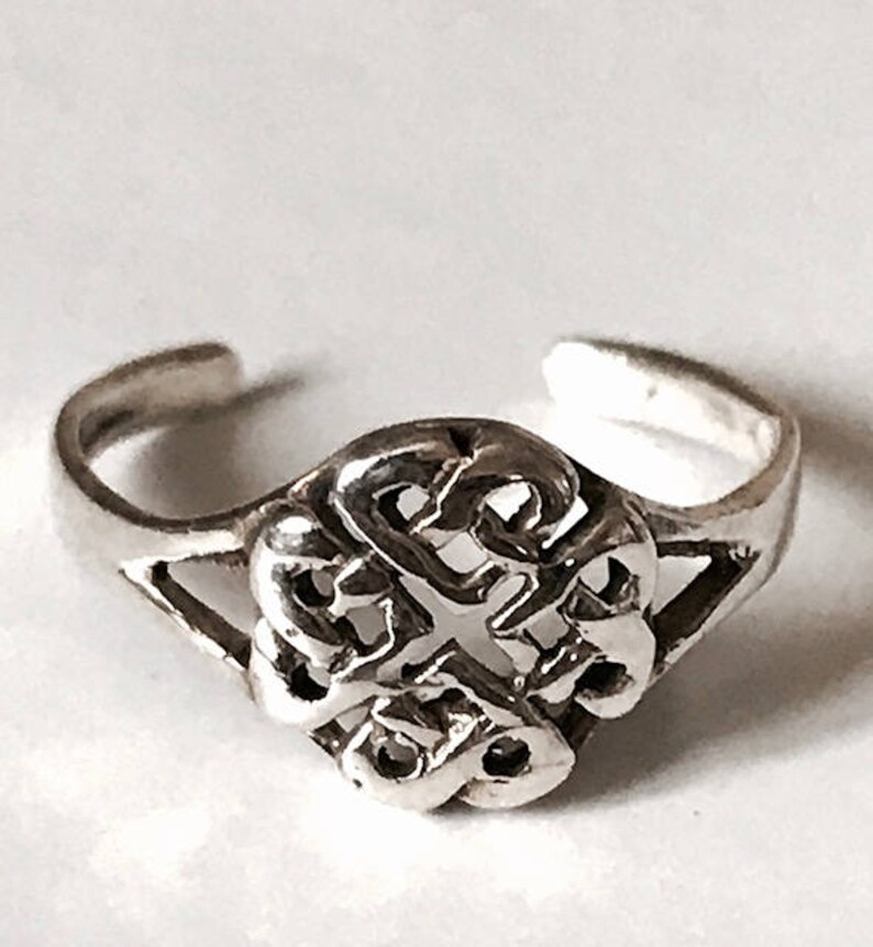 Adjustable, 925 Solid Sterling Silver Celtic Heart Entwined Toe Ring FREE UK Posting