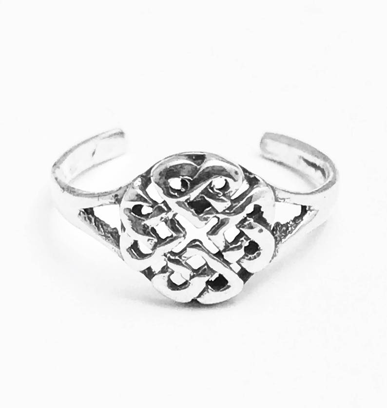 Adjustable, 925 Solid Sterling Silver Celtic Heart Entwined Toe Ring FREE UK Posting