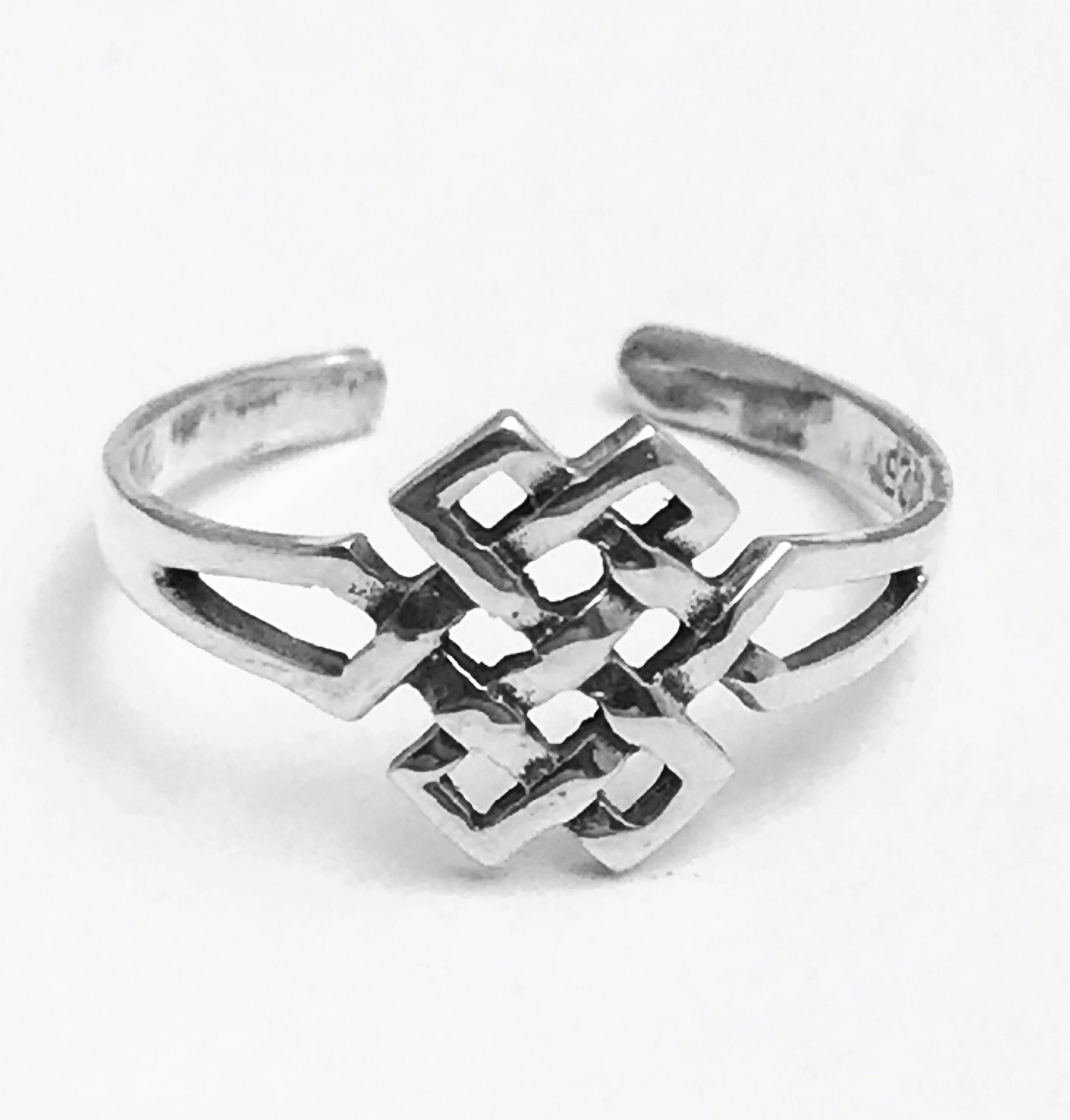 Adjustable, 925 Solid Sterling Silver Celtic Heart Entwined Toe Ring FREE UK Posting