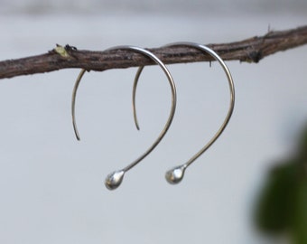 Silver Hoops, Threader Earrings, Sterling Silver Earrings, Open Hoop Earrings, Silver Earrings, Simple Silver Earrings, Minimalist jewelry